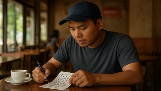 pria sedang bermain togel